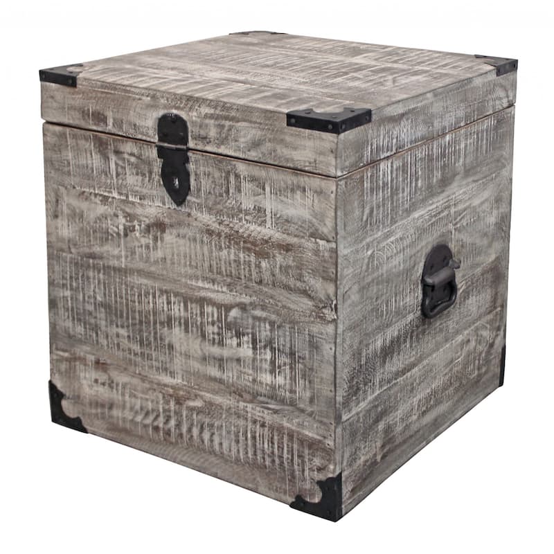 HomeRoots 20" Gray Solid Wood Square End Table - 18.00 in. x 20.00 in. x 18.00 in.