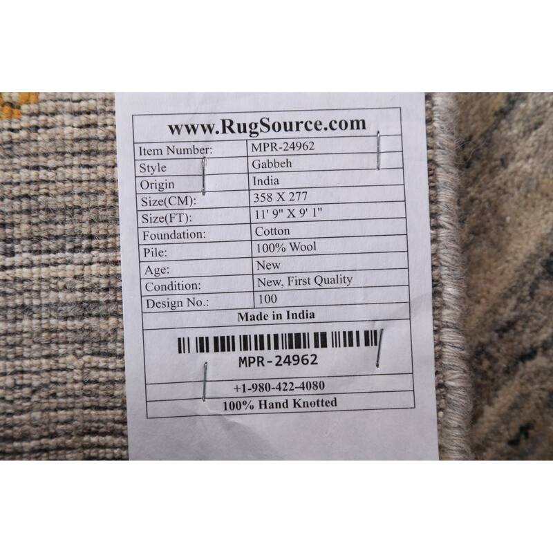 Striped Gabbeh Indian Area Rug Tribal Handmade Wool Carpet - 9'1" x 11'9"