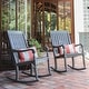preview thumbnail 3 of 32, Cambridge Casual Lyon Mahogany Oversize Wood Outdoor Rocking Chair