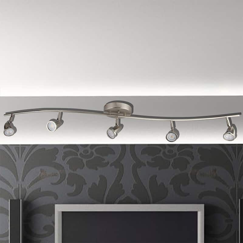 5 Light LED Flush Mount Ceiling and Wall light in Brushed Nickel