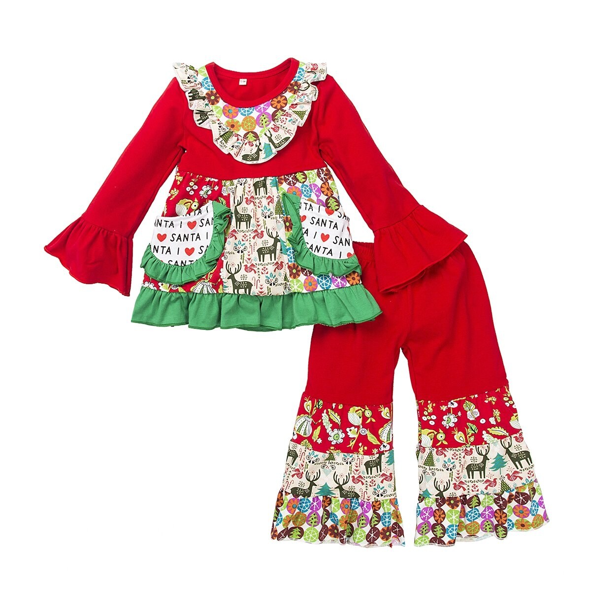 Shop Belababy Toddler Girls Red Christmas Pajamas With Colorful K Size Toddler 4 0 K 4 On Sale Overstock 31695457