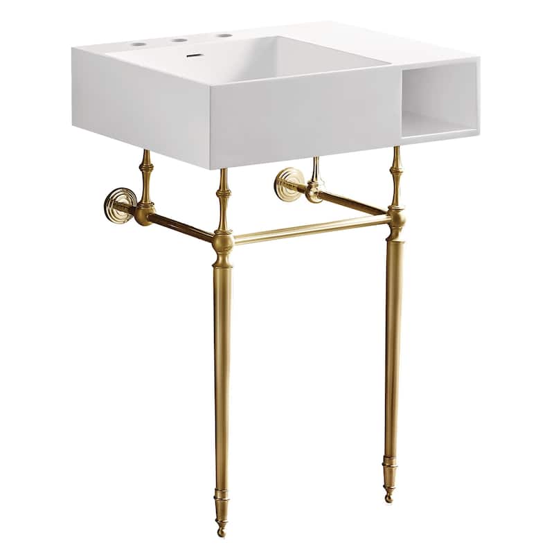 Kingston Brass KVPB3248SQA-A-SET Aurelius 24-1/2" Rectangular Brass, - Matte White / Brushed Brass