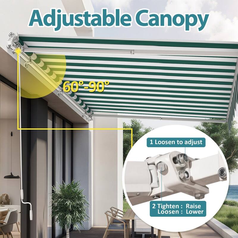 MCombo13x8Feet Manual Retractable Patio Door Window Awning Sunshade Shelter Outdoor Canopy