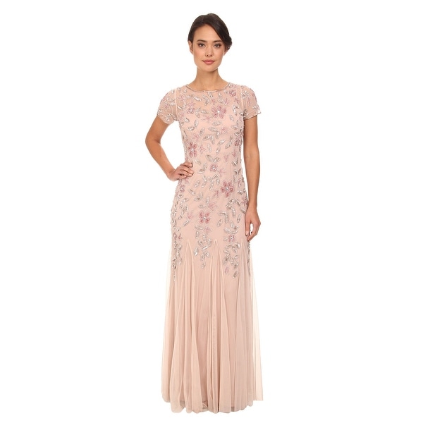 adrianna papell beaded godet gown