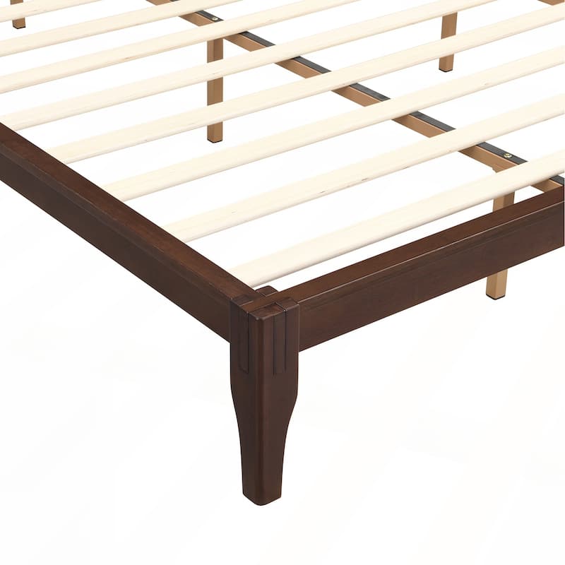 Mid-Century Modern King Size Bamboo Wood Platform Bed