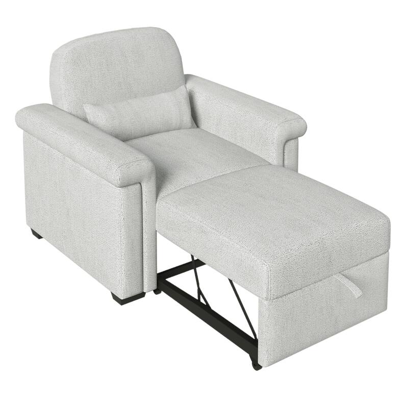 Living Room Lounger Chair 3 in 1 Convertible Sleeper Chair with Pillow