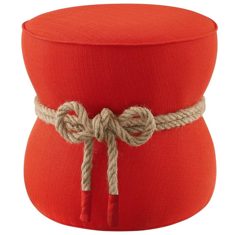 Beat Nautical Rope Upholstered Fabric Ottoman - Atomic Red