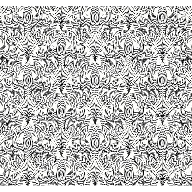 NextWall Peacock Leaves Peel and Stick Wallpaper - 27 in. W x 18 ft. L - Ebony