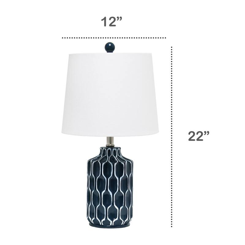 22 in. Blue Finish Table Lamp with White Shade, Sturdy Table Lamp for Living Rooms and Bedrooms