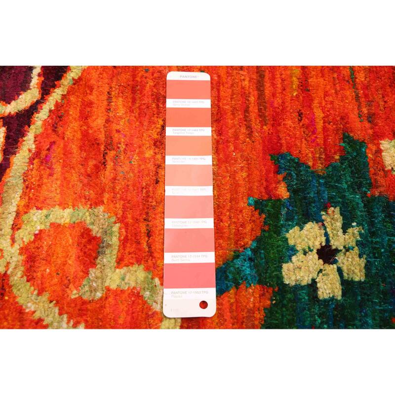 ECARPETGALLERY Hand-knotted Opulence Orange Silk, Wool Rug - 5'0 x 7'0