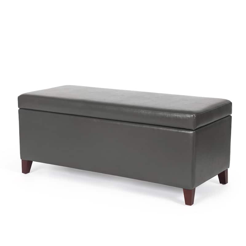 Adeco Rectangle Storage Ottoman Tufted Bench Footstool Lift Top
