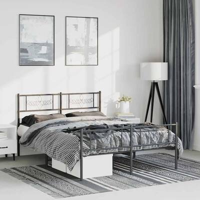 vidaXL 12 Inches Black Queen Metal Bed Frame No Mattress - 81.5" x 61.4" x 35.4"