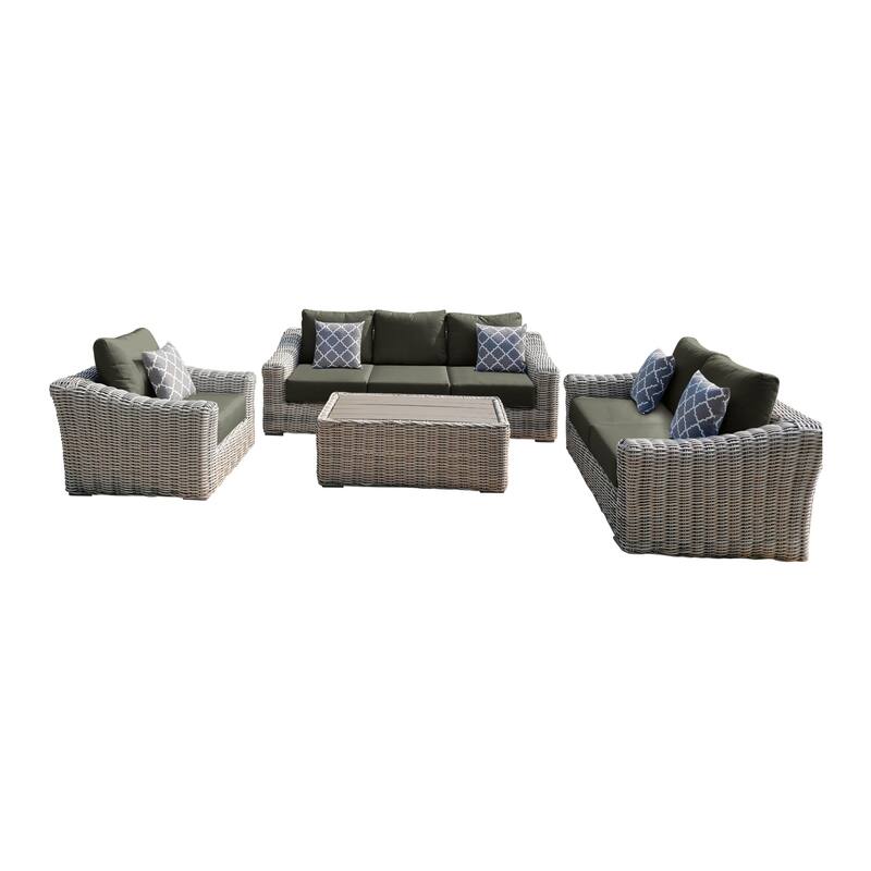 Hawaii Three-Tone Wicker Deep Seating Set with Cushion