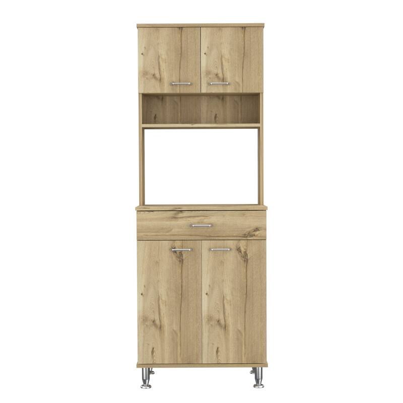 TUHOME Della 60 Kitchen Pantry with Drawer, 2 Cabinets, and Metal Legs - N/A