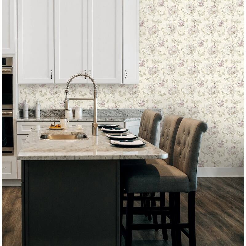 Seabrook Design Rhea Floral Scroll Unpasted Wallpaper