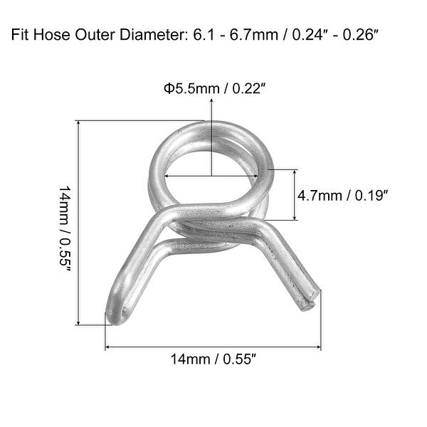 Double Wire Spring Hose Clamp, 10pcs 304 Stainless Steel 5.5mm Spring