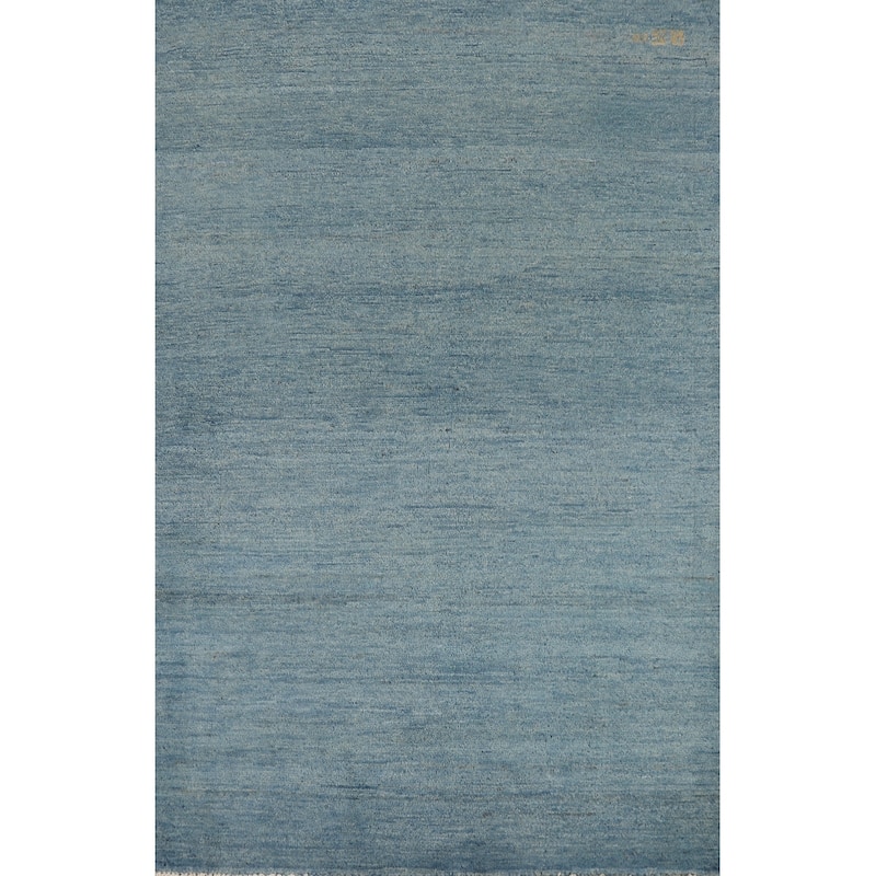 Modern Gabbeh Oriental Foyer Rug Blue Handmade Wool Carpet - 3'3"x 5'0"