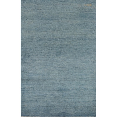 Modern Gabbeh Oriental Foyer Rug Blue Handmade Wool Carpet - 3'3"x 5'0"