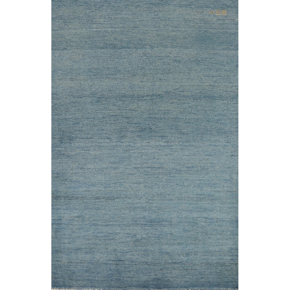 Modern Gabbeh Oriental Foyer Rug Blue Handmade Wool Carpet - 3'3"x 5'0"