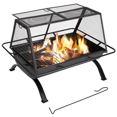 30,31,34,36,42 inches Outdoor Fire Pit with Spark Screen and Log Poker