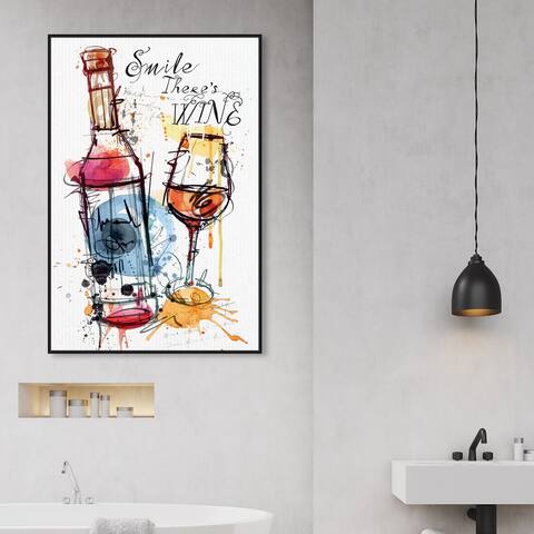Oliver Gal 'Smile Wine' Drinks and Spirits Wall Art Framed Canvas Print Wine - Red, Orange