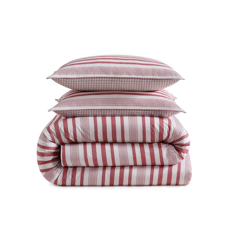 Tommy Hilfiger Mandalay Beach Stripe Cotton Reversible Red Comforter Set