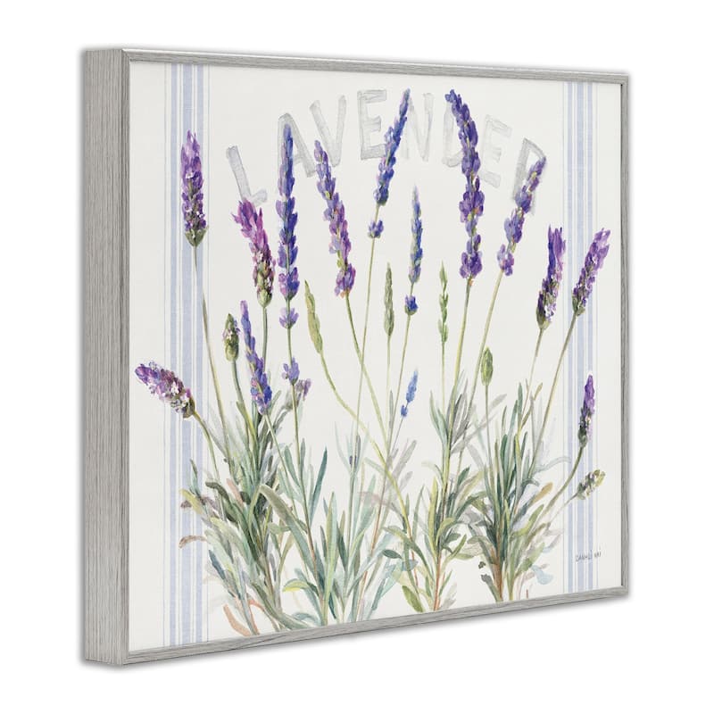 Stupell Lavender Floral Cluster Farmhouse Bistro Stripes Framed Wall Art - Multi-Color