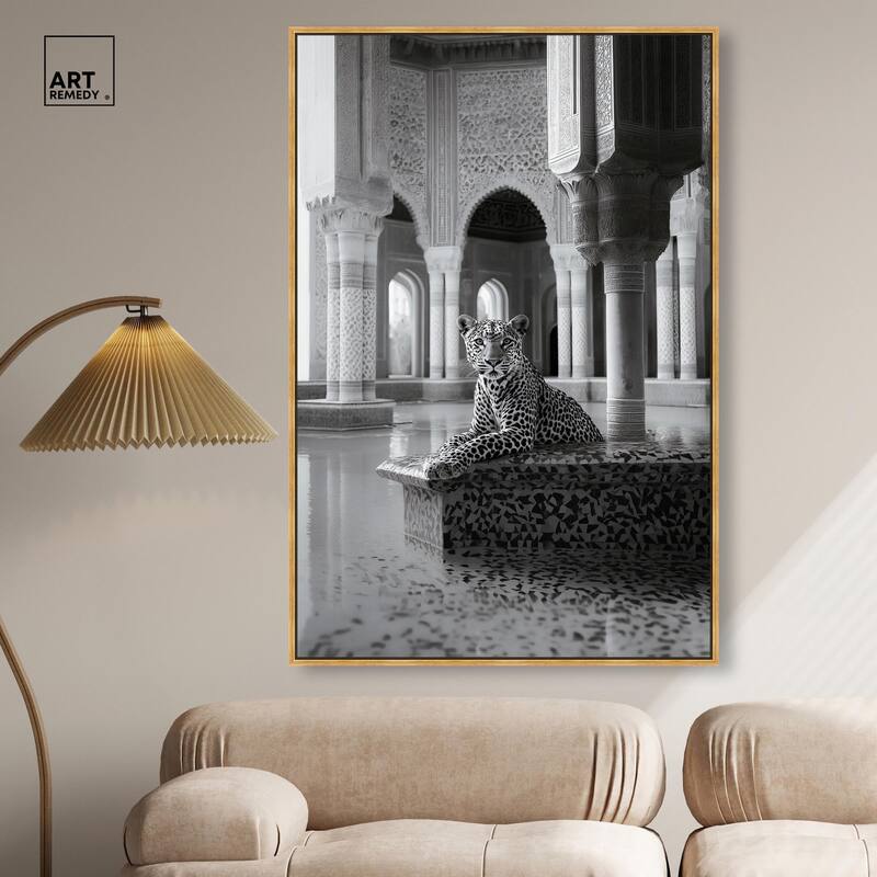 Peaceful Posing Leopard Noir Canvas by Art Remedy