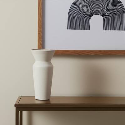 10" Cream Ceramic Table Vase - 4.53