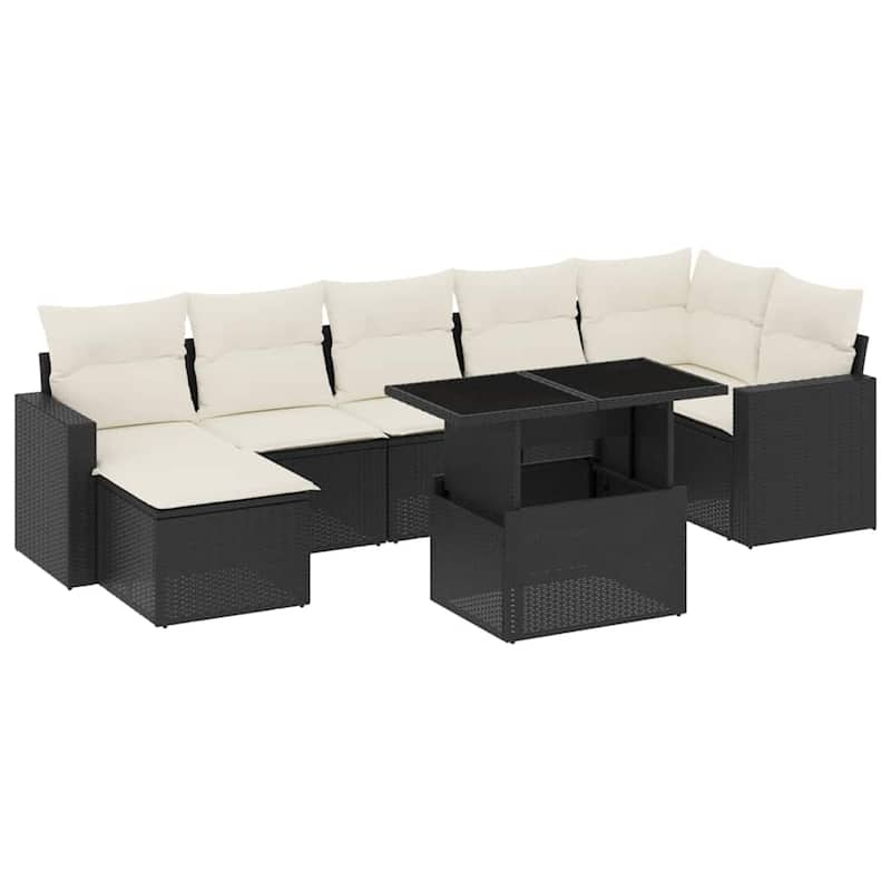 vidaXL Patio Sofa Set with Cushions Outdoor Furniture 8 Piece Poly Rattan