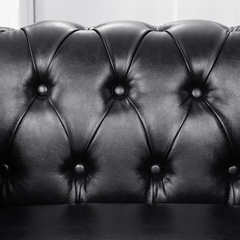 38.98" Buttons Tufted Accent Chair with Birch Legs