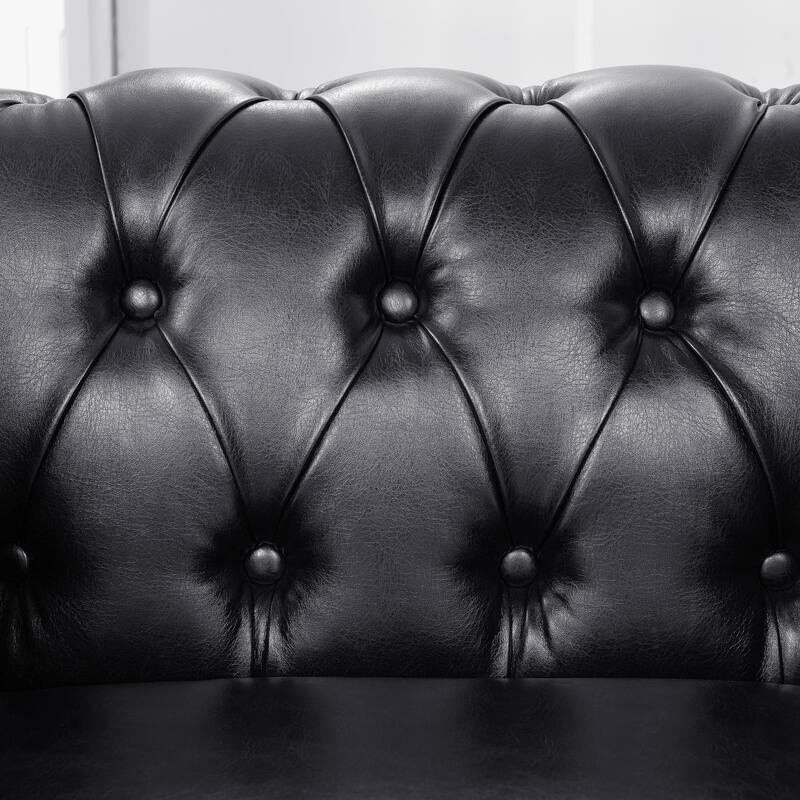 PU Leather Accent Chair with Solid Wood Frame, Pocket Spring Cushion, and 220lb Capacity