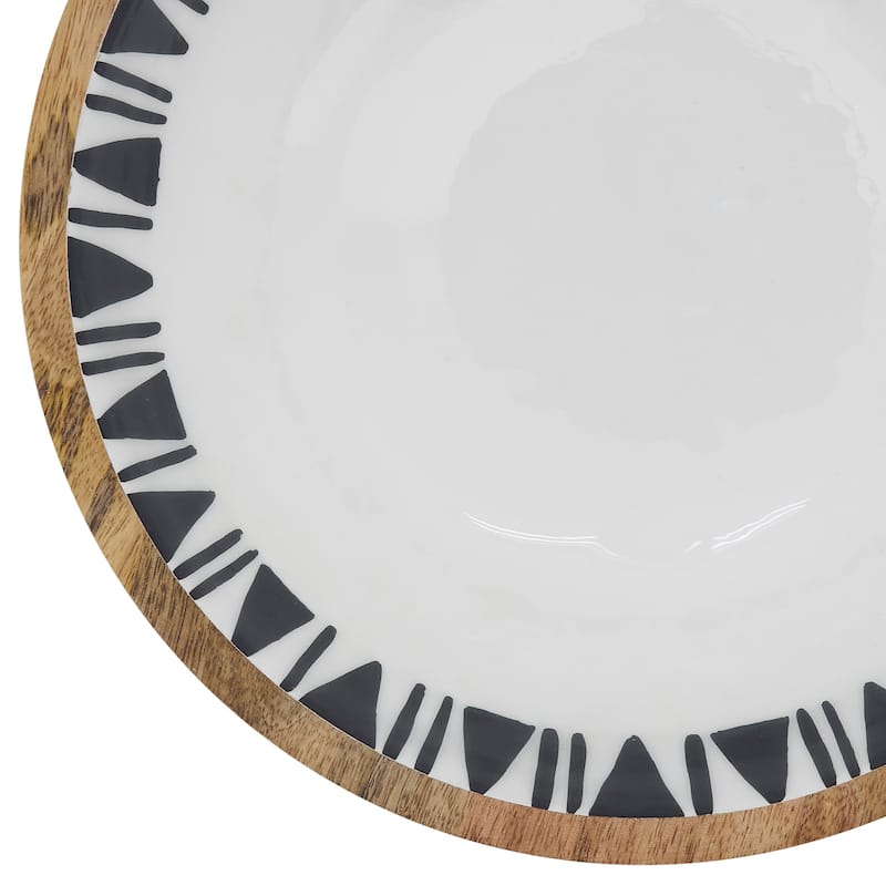 Arrow Trim Design Enamel Wood Serving Bowl - 10"x10"