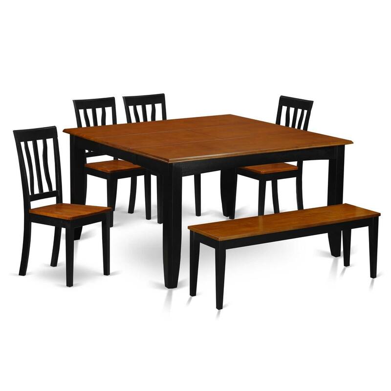 Dining Table Set - Kitchen Table with Chairs - 54 Inch Square Table - Cappuccino Finish - 9 Piece Set