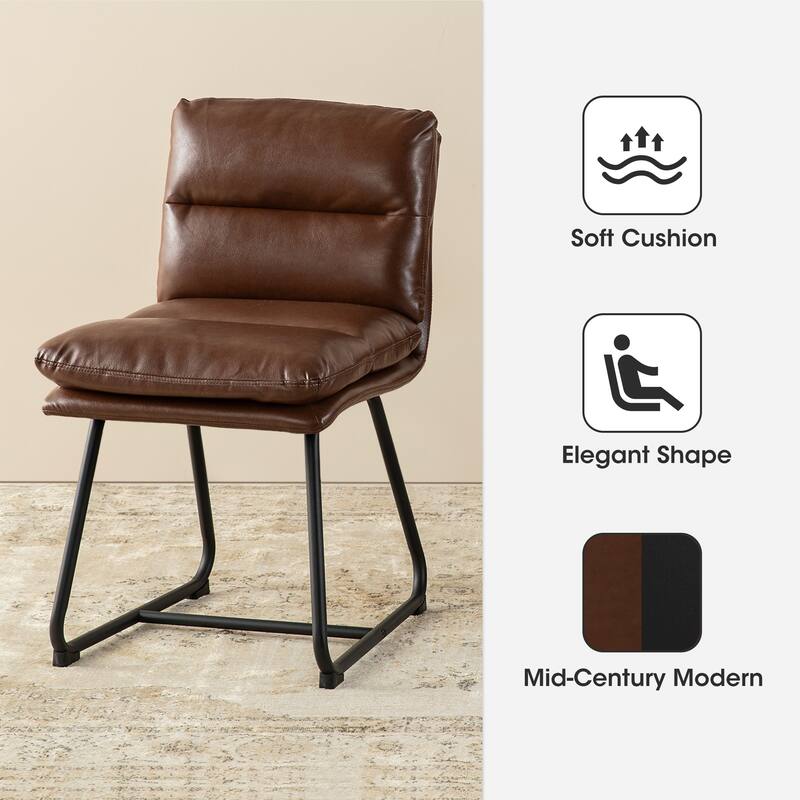 Glitzhome Set of 2 Modern Faux Leather Soft Springy Metal Legs Counter or Bar Stools