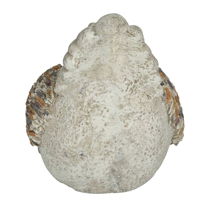 Gray Polystone Indoor Outdoor Chicken Decorative Garden Sculpture - 15 x 11 x 13