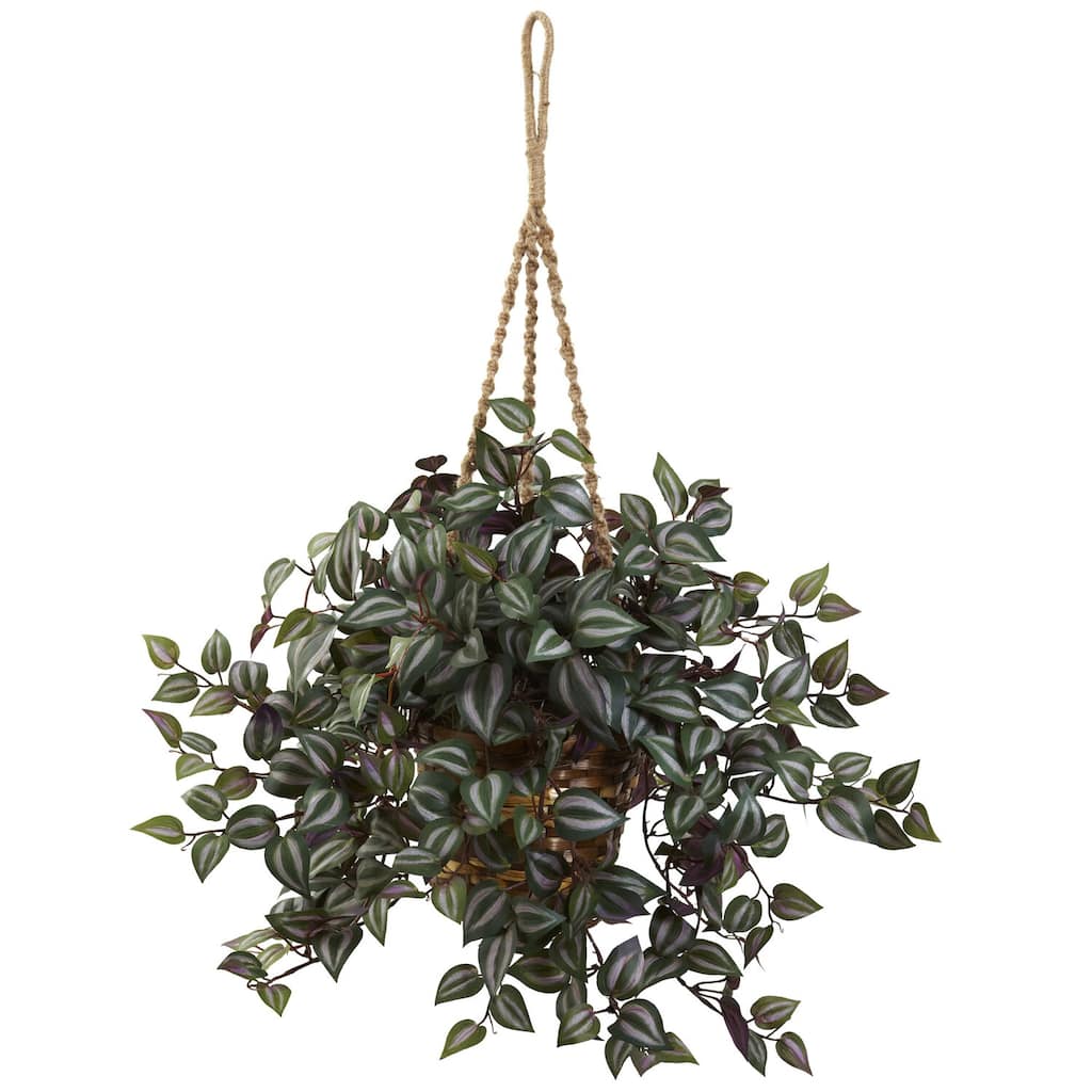 Silk Hanging Basket Plant - Gothic Grandeur Decorative Indoor Plant, Realistic Faux Plant for Home Office Decor