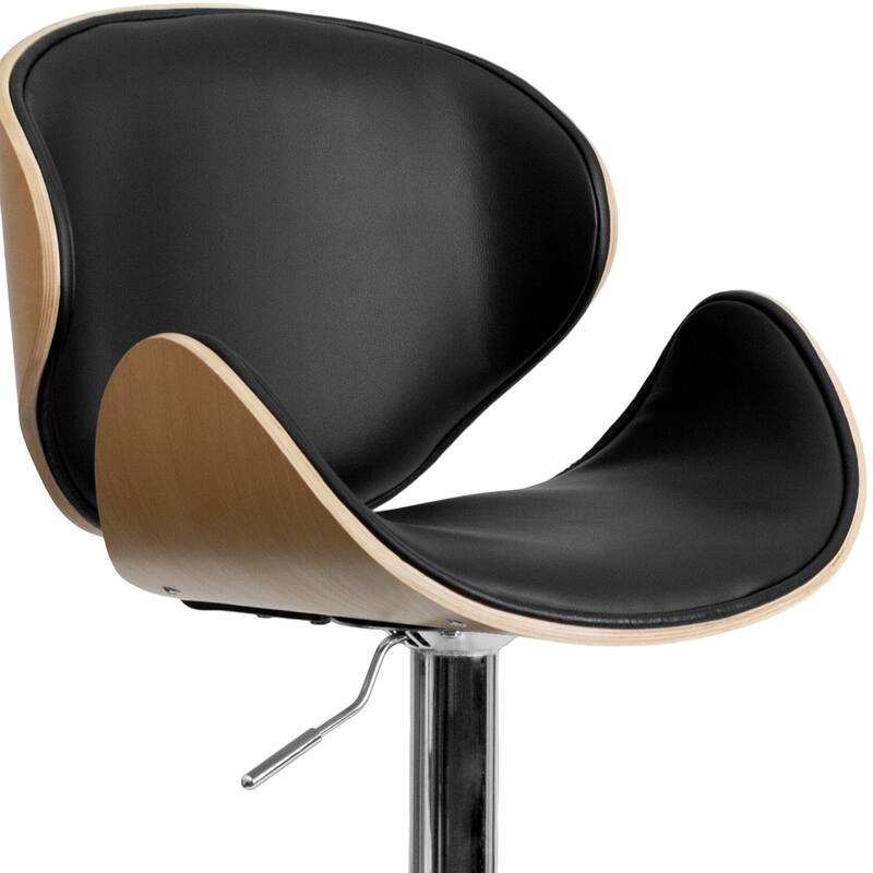 Bentwood Adjustable Height Barstool with Curved Back and Vinyl Seat - 21"W x 20"D x 37" - 45.5"H - 21"W x 20"D x 37" - 45.5"H