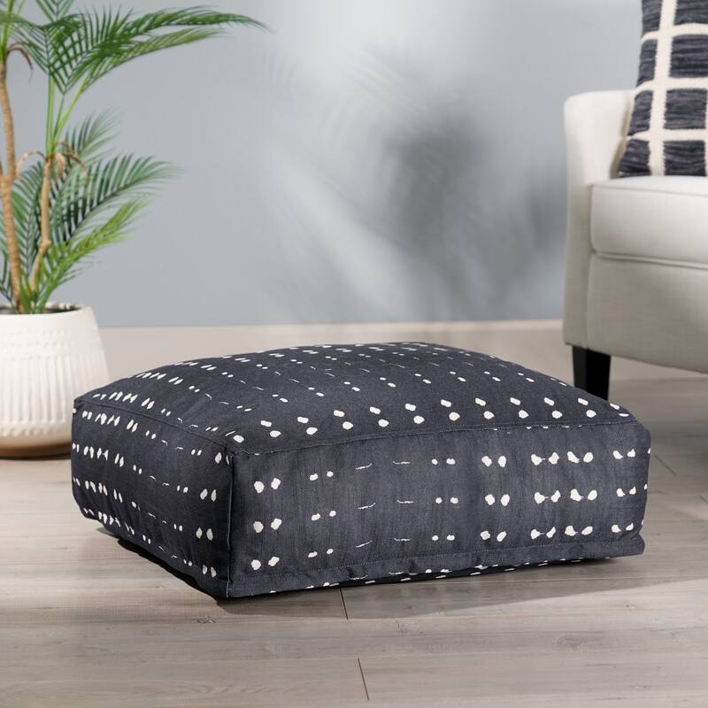Ivey Indoor Fabric Square Pouf by Christopher Knight Home - Dark Blue - Medium