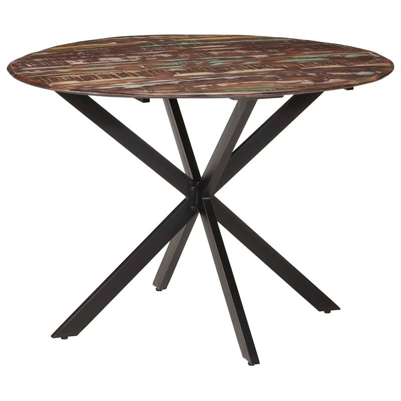vidaXL Dining Table Ø43.3"x30.7" Solid Wood Reclaimed and Steel - Brown