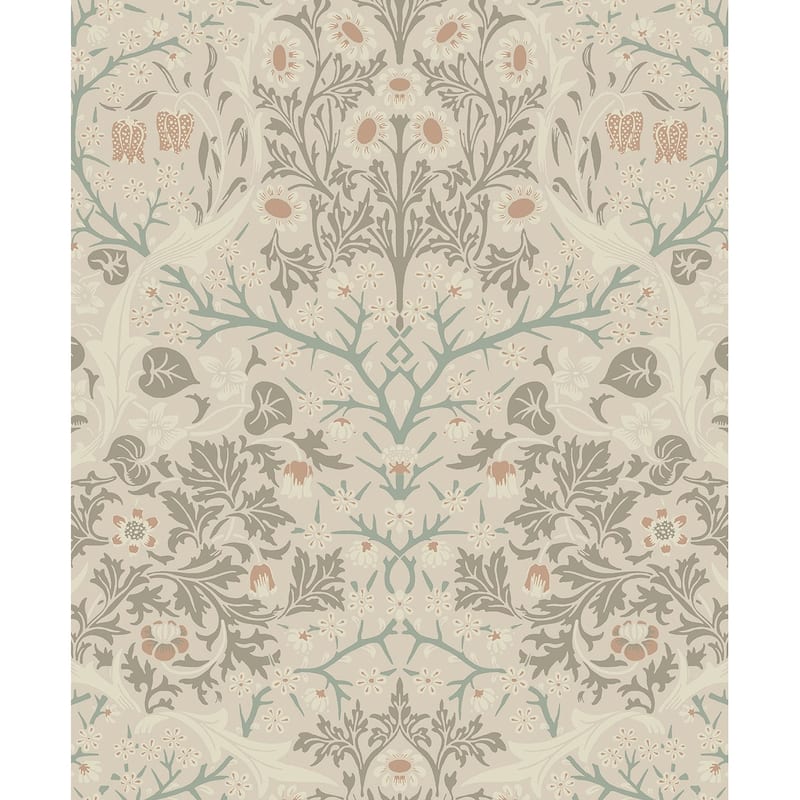 NextWall Victorian Garden Floral Peel and Stick Wallpaper - 20.9 in. W x 18 ft. L - Lunar Rock & Clay