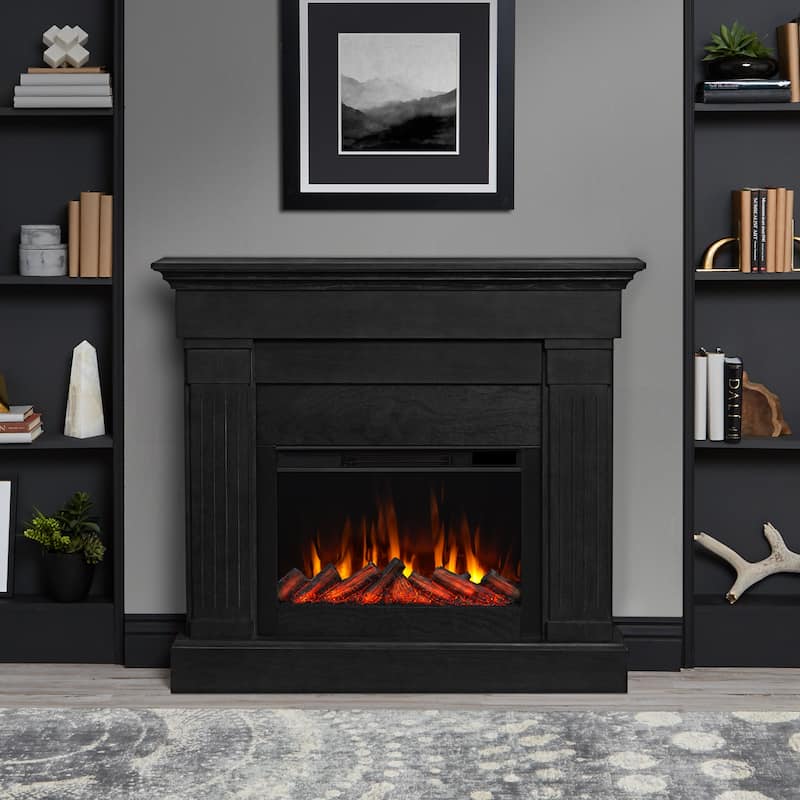 Crawford 48" Slim Electric Fireplace by Real Flame - 47.5" L x 9.5" W x 42"H - Black