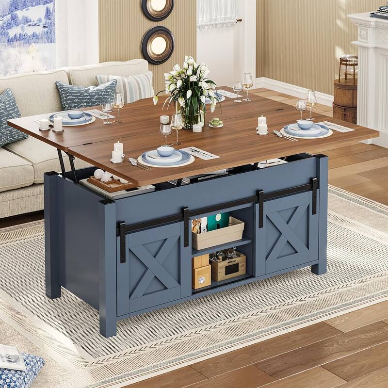 Lift Top Coffee Table 2 Sliding Barn Doors Storage Dining Table
