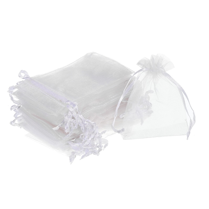 100pcs Organza Bags Drawstring Favor Pouches Sheer Mesh Bag for Party