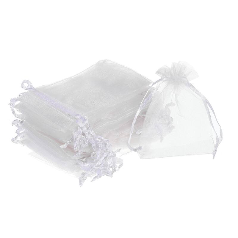 50pcs Organza Bags Drawstring Favor Pouches Sheer Mesh Bag for Gift