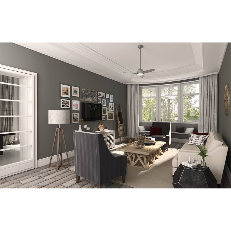 Casablanca 44" Wisp Ceiling Fan with LED Light & Handheld Remote - Modern, Contemporary - Painted Pewter