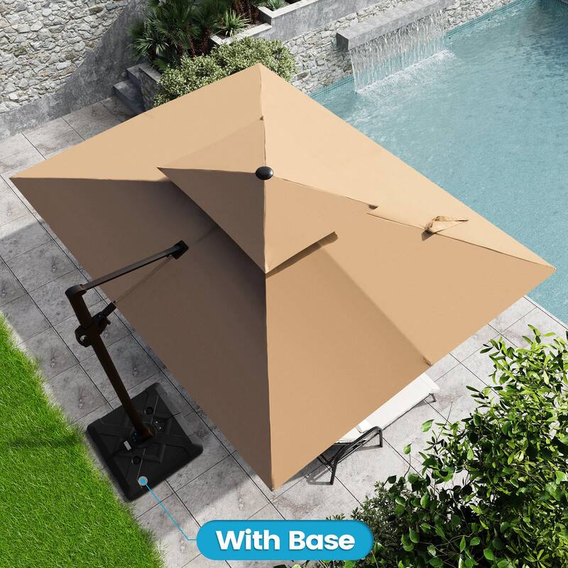 10.5 ft. x 9 ft. Double top 360-Degree Rotation Cantilever Patio Umbrella with Base