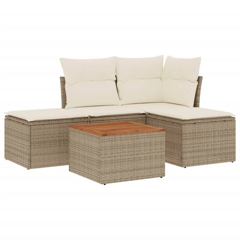 vidaXL Patio Sofa Set with Cushions Outdoor Furniture 5 Piece Poly Rattan - 21.7 x 21.7 x 14.6