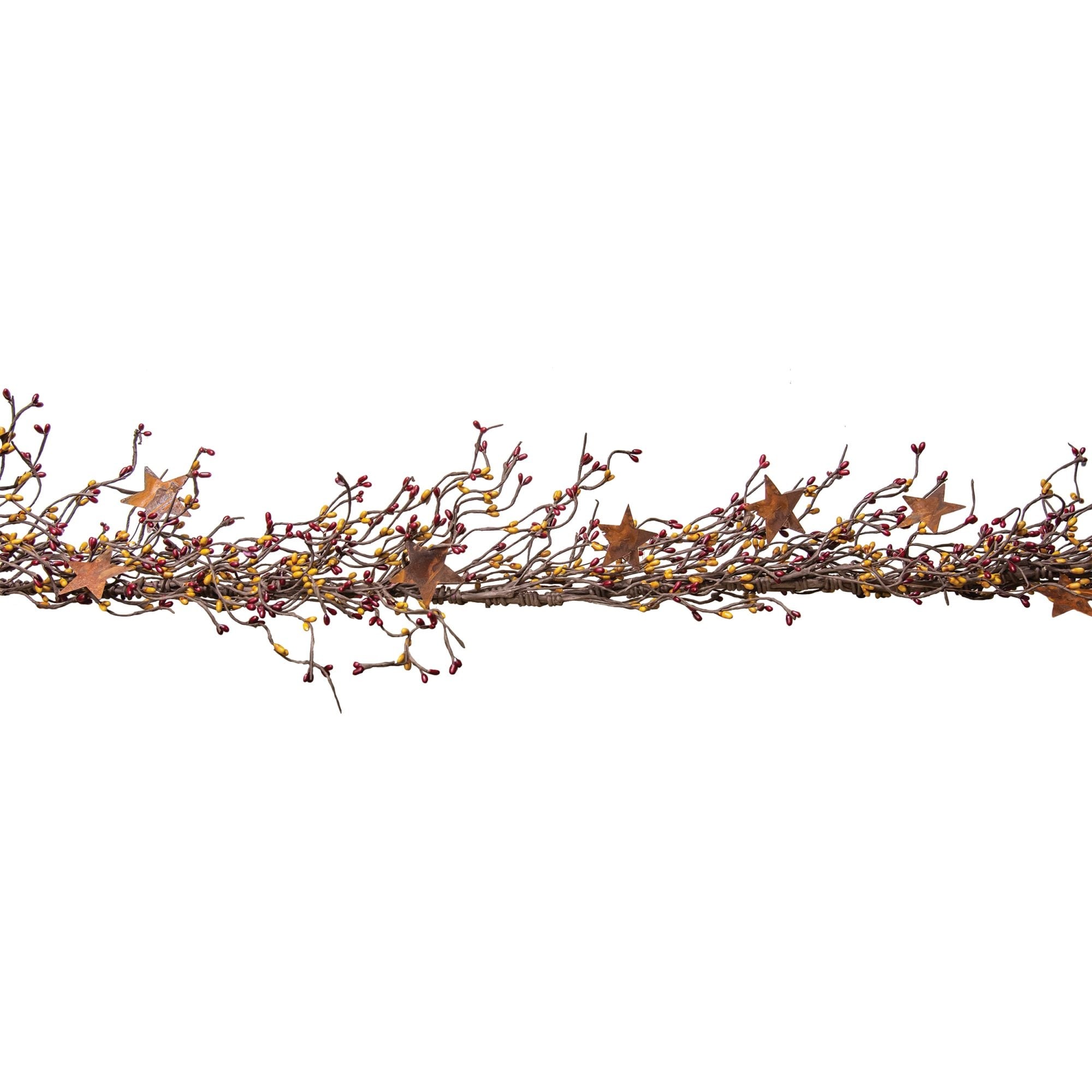 Pip Berry Garland With Stars Burgundy and Old Gold 40" - Red/Gold - 40 inches
