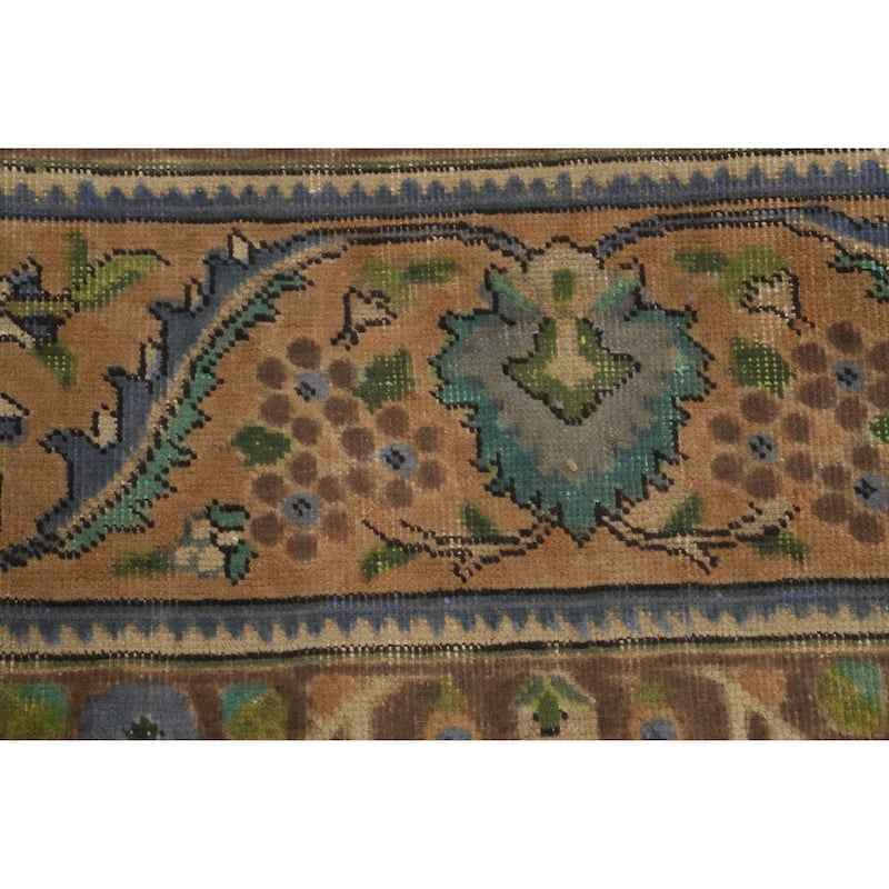 Hand Knotted Oriental 100% Wool Carpet Traditional Floral Oranges & Rust Tabriz Area Rug - 12' 0'' X 9' 6''